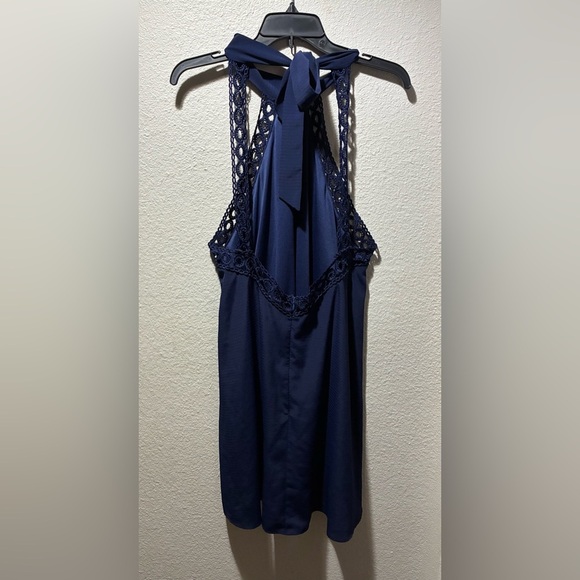 Lulu's Navy Blue Backless Halter Lace Sundress XL - Picture 10 of 15